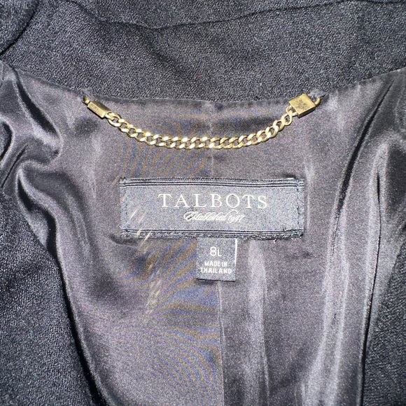 Talbots Classic Black Blazer Wool 3/4 Sleeve Single Button Pockets Lined Size 8L - Picture 4 of 8